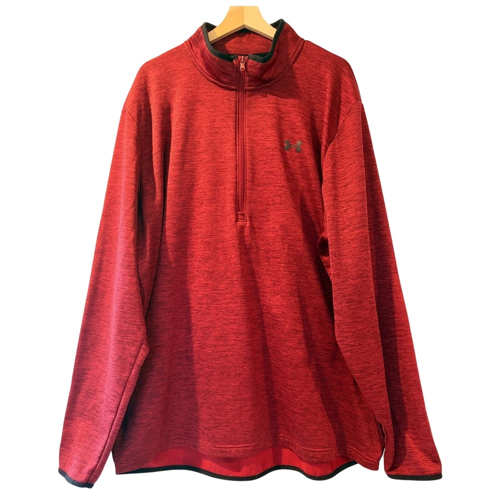 Under Armour Mens Quarter Zip Sweatshirt Pullover Size XXXL Red Layers Casual